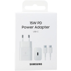 Зарядний пристрій мережевий Samsung 15Вт USB-С, кабель USB-C > USB-C, 1м, білий