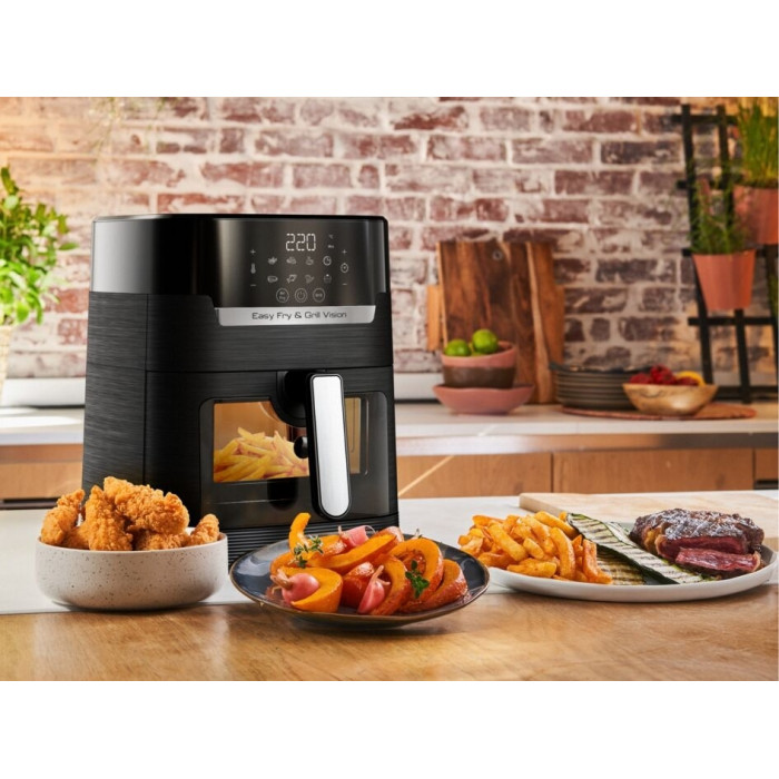 Мультипіч Moulinex Easy Fry&Grill Window, 1550Вт, чаша-4.2л, сенсорне керув., 8 програм, з віконцем, пластик, чорний