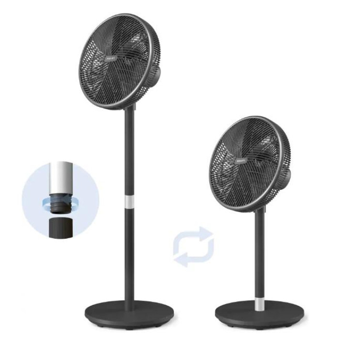 Вентилятор Philips підлоговий Series 3000, 40см, 48Вт, керування через смартфон, регулювання висоти, чорний