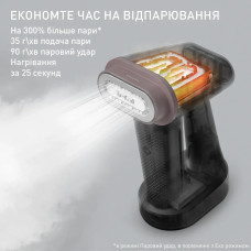 Відпарювач Tefal компактний Pure Force 3в1, 1800Вт, 180мл, постійна пара - 35гр, керам. підошва, чорно-рожевий