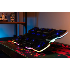 Підставка для ноутбука 2E GAMING CPG-011, до 17.3", 1xUSB-A, 1xUSB-C, LCD, RGB, чорний