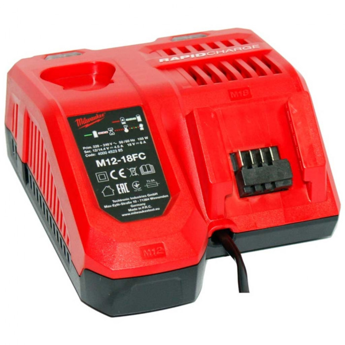 Зарядний пристрій Milwaukee M12-18FC TURBO, 12/18В, 1.01кг