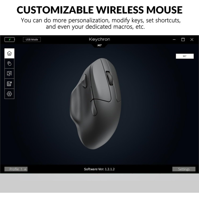 Миша Keychron M7 BT/WL/USB-A/USB-C, білий