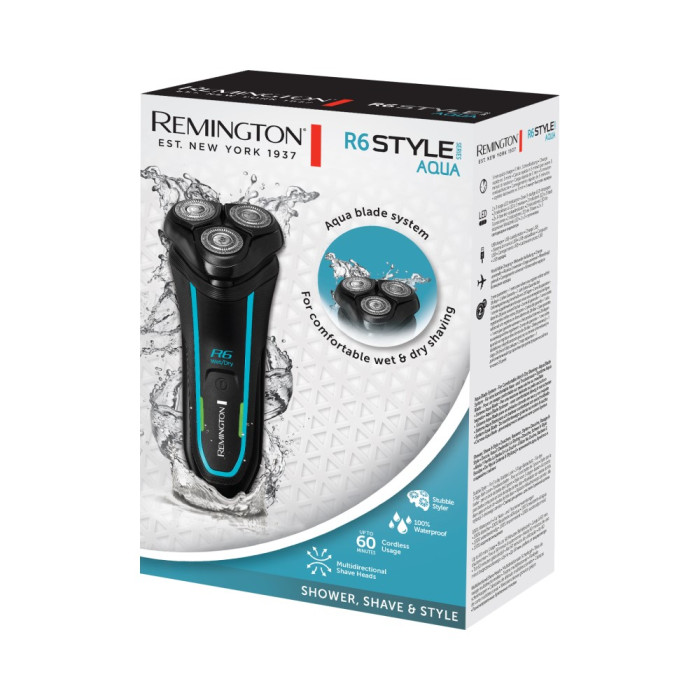 Бритва електр. Remington роторна Style Aqua,  бритв.головок-3, Ni-Mh, сух.+волог., водонепрон., дорожн., чохол, чорно-синій