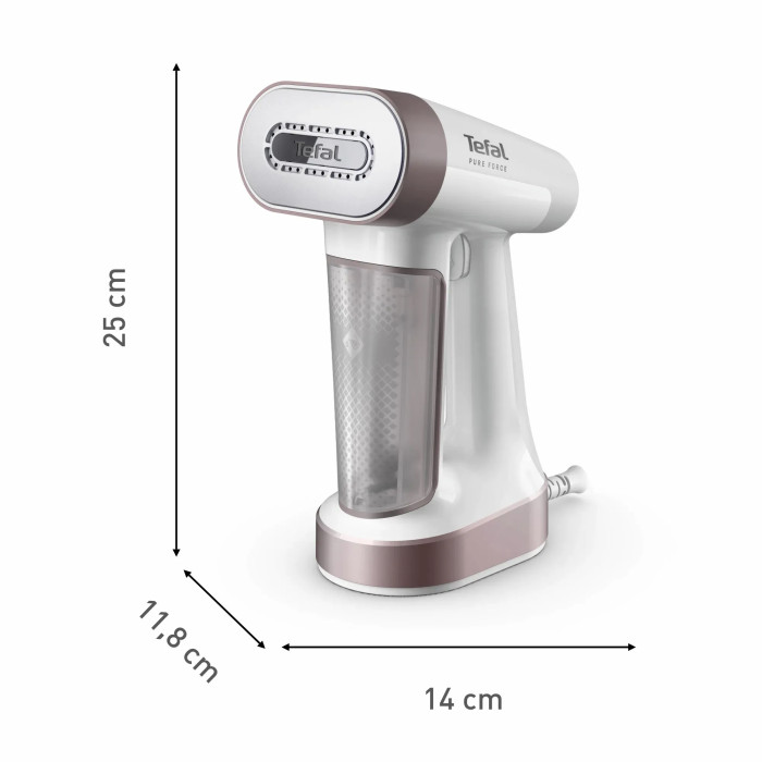 Відпарювач Tefal компактний Pure Force 2в1, 1800Вт, 180мл, постійна пара - 35гр, керам. підошва, білий