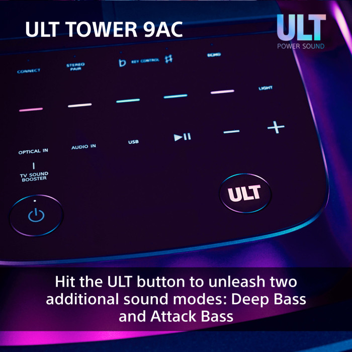 Акустична система Sony ULT TOWER 9AC 2.0, BT 5.3, LED, Party Connect, SBC, AAC, LDAC