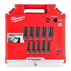 Набір торцевих головок Milwaukee, ударні, 1/2"", 10шт, 10-24мм, кейс