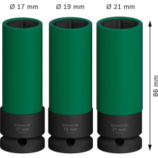 Набір ударних торцевих головок Bosch Professional Extra Deep 3шт 1/2" 85мм