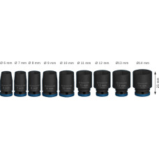 Набір ударних торцевих головок Bosch Professional Standart 9шт 1/4" 25мм