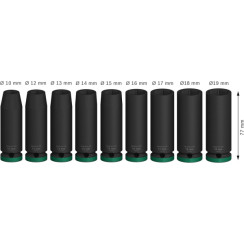 Набір ударних торцевих головок Bosch Professional Deep 9шт 1/2"