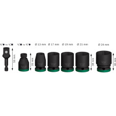 Набір ударних торцевих головок Bosch Professional Standart 7шт 1/2" з адаптером