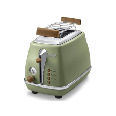 Тостер  DeLonghi ICONA VINTAGE 900Вт, метал, підігрів,разморозка, оливковий
