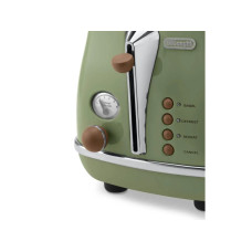 Тостер  DeLonghi ICONA VINTAGE 900Вт, метал, підігрів,разморозка, оливковий