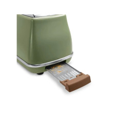 Тостер  DeLonghi ICONA VINTAGE 900Вт, метал, підігрів,разморозка, оливковий