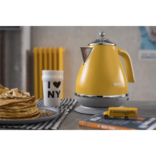 Електрочайник DeLonghi Icona Capitals, 1.7л, нержавіюча сталь, жовтий