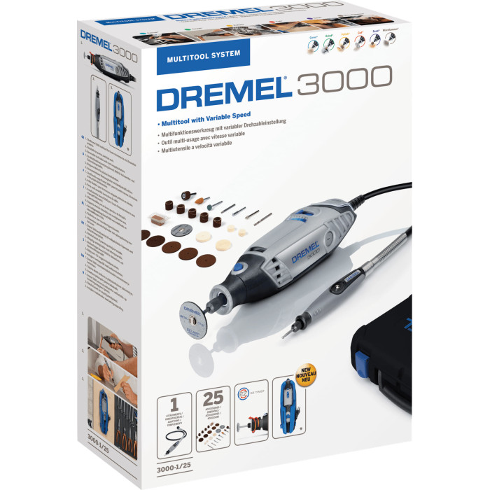 Шліфмашина шліфувально-гравірувальна Dremel 3000-1/25 130Вт 10000-33000об·хв 25 насадок кейс 0.55кг