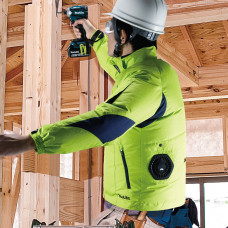 Куртка акумуляторна Makita LXT/CXT, 10.8-18В, з вентиляцією, поліестер, розміт L, зелений, 0.43кг