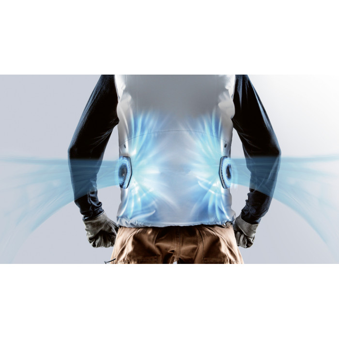 Жилет акумуляторний Makita LXT/CXT, 10.8-18В, з вентиляцією, поліестер, розміт L, білий, 0.38кг