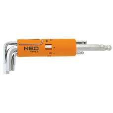 Ключі шестигранні Neo Tools, набір 8шт, довгі, кулястий наконечник, CrV, 2-10мм