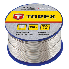 Припій олов'яний TOPEX Sn60Pb40 флюс SW26 дріт 0.7мм 100гр