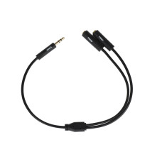 Кабель jack 3.5 > 2хjack 3.5 (M/F) 2E 0.30м, чорний