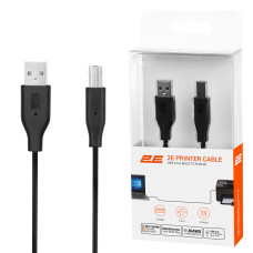 Кабель USB-A > USB-B (AM/BM) синхронізації 2E 1.8м, чорний
