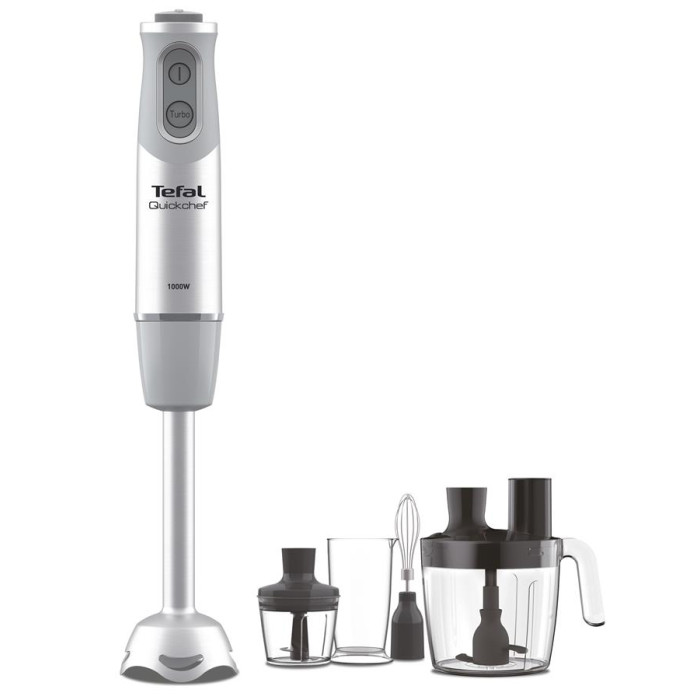 Блендер Tefal заглибний Quickchef Quartzite, 1000Вт, 8в1, чаша-800мл, чопер-500мл, спиралайзер, турборежим, сіро-чорний