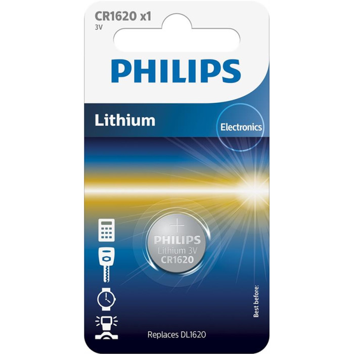Батарейка Philips   літієва CR1620  блістер, 1 шт