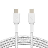 Кабель USB-C > USB-C заряджання/синхронізації Belkin 1м, 60Вт, Type-C, плетений, білий