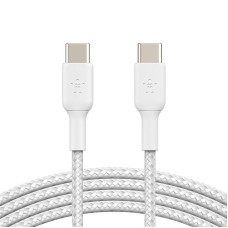 Кабель USB-C > USB-C заряджання/синхронізації Belkin 1м, 60Вт, Type-C, плетений, білий