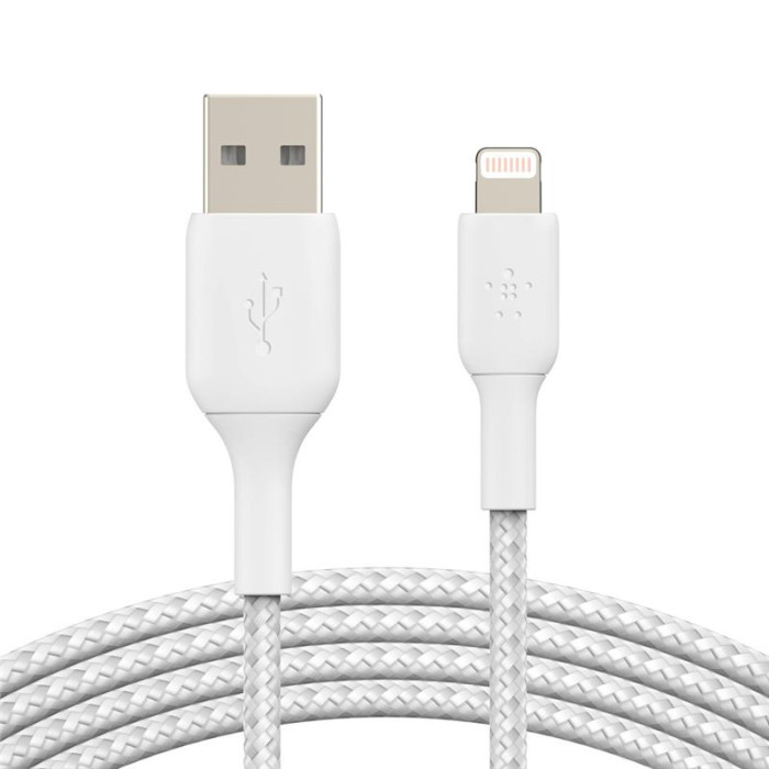 Кабель USB-A > Lightning заряджання/синхронізації Belkin 1м, 12Вт, плетений, білий