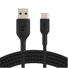 Кабель USB-A > USB-C заряджання/синхронізації Belkin 3м, 15Вт, Type-C, плетений, чорний
