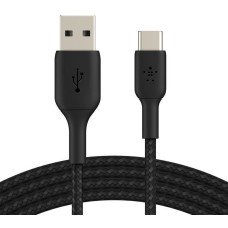 Кабель USB-A > USB-C заряджання/синхронізації Belkin 2м, 15Вт, Type-C, плетений, чорний