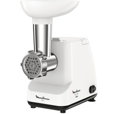 М'ясорубка Moulinex, 1400Вт, 1.7кг/хв, 2 решітки, насадка для ковбас, пластик, білий