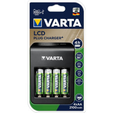 Зарядний пристрій VARTA LCD Plug Charger + Акумулятор NI-MH AA 2100 мАг, 4 шт.