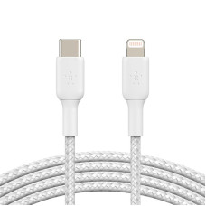 Кабель USB-C > Lightning заряджання/синхронізації Belkin 1м, 30Вт, Type-C, плетений, білий