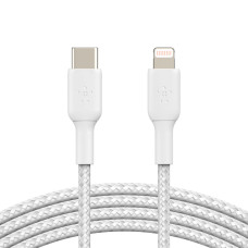 Кабель USB-C > Lightning заряджання/синхронізації Belkin 2м, 30Вт, Type-C, плетений, білий