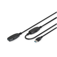Подовжувач DIGITUS USB 3.0 Active Cable, A/M-A/F, 15м, чорний