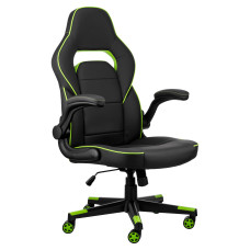 Крісло 2E GAMING HEBI, ПУ шкіра, Foldable Armrests, чорно-зелений