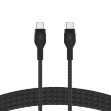 Кабель USB-C > USB-C заряджання/синхронізації Belkin 1м, 60Вт, Type-C, плетений, силіконовий, з ремінцем на магніті, чорний