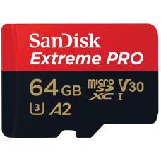 Карта пам'яті SanDisk microSD   64GB C10 UHS-I U3 R200/W90MB/s Extreme Pro V30 + SD