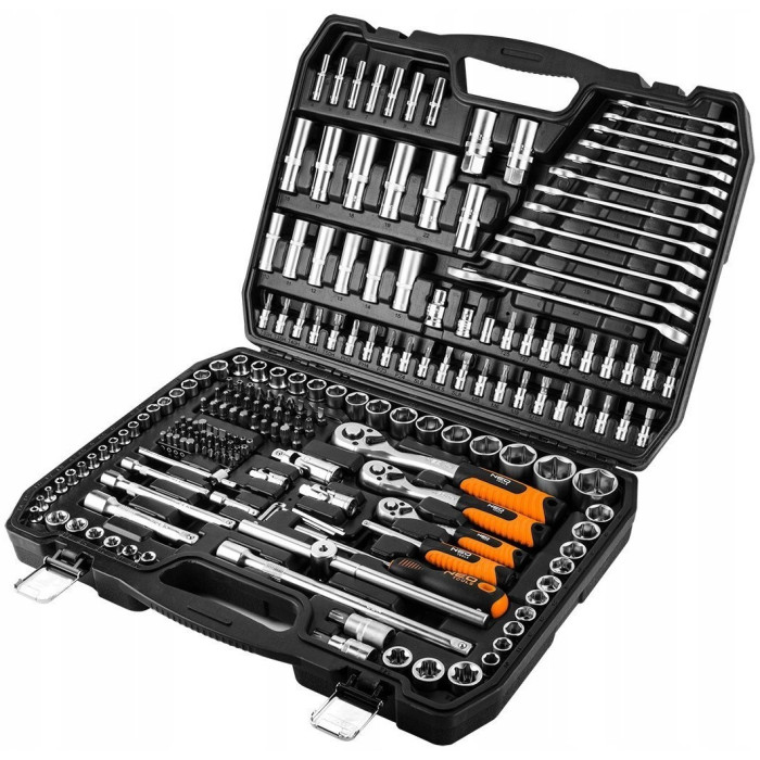 Набір інструментів Neo Tools, 1/2", 1/4", 3/8", 216шт, CrV