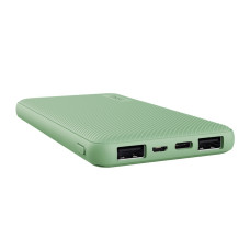 Акумулятор портативний літій-іонний power bank Trust Primo ECO, 10000мА·год, 2хUSB-A/USB-C, 15W, зелений