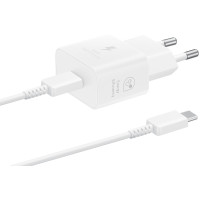 Зарядний пристрій мережевий Samsung 25Вт USB-С, кабель USB-C > USB-C, 1м, білий
