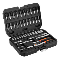 Набір інструментів Neo Tools, набір торцевих головок, 46шт, 1/4", CrV, кейс