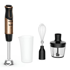 Блендер Tefal заглибний Quickchef 1000Вт, 3в1, чаша-800мл, чопер-500мл, турборежим, чорно-бронзовий