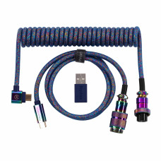 Кабель USB-A/USB-C > USB-C заряджання/синхронізації Keychron, 1.08м, Type-C, Premium Coiled Aviator, синій