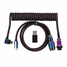 Кабель USB-A/USB-C > USB-C заряджання/синхронізації Keychron, 1.08м, Type-C, Premium Coiled Aviator, чорний