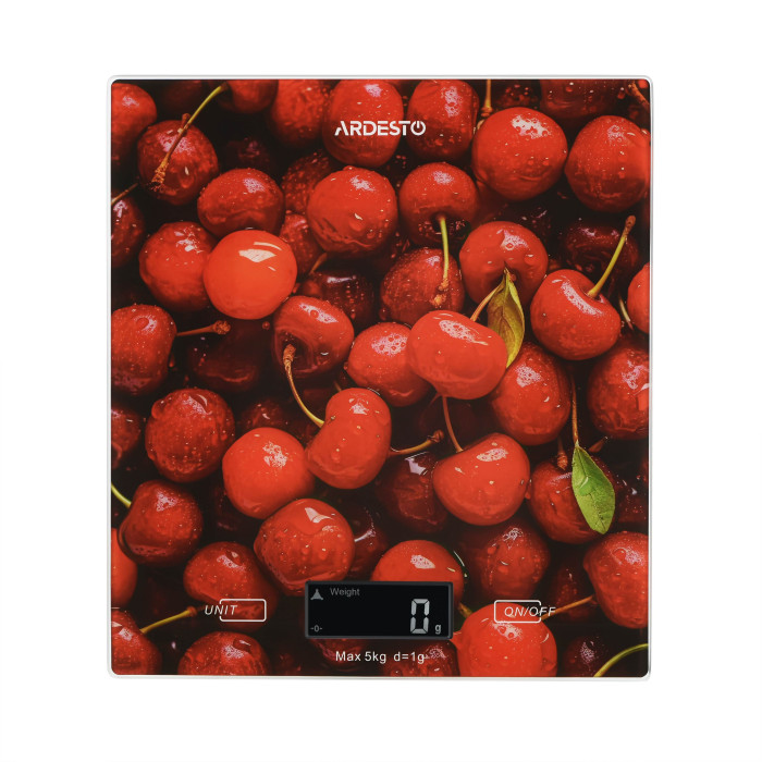 Ваги Ardesto кухонні CHERRY, 5кг, AAAx2 в комплекті, скло, багатокольоровий