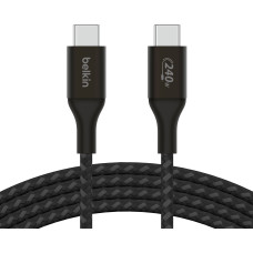 Кабель USB-C > USB-C заряджання/синхронізації Belkin 1м, 240Вт, Type-C, плетений, чорний